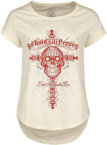 Red Hot Chili Peppers LA Skull Frauen T-Shirt beige L 100% Baumwolle Band-Merch, Bands von Red Hot Chili Peppers