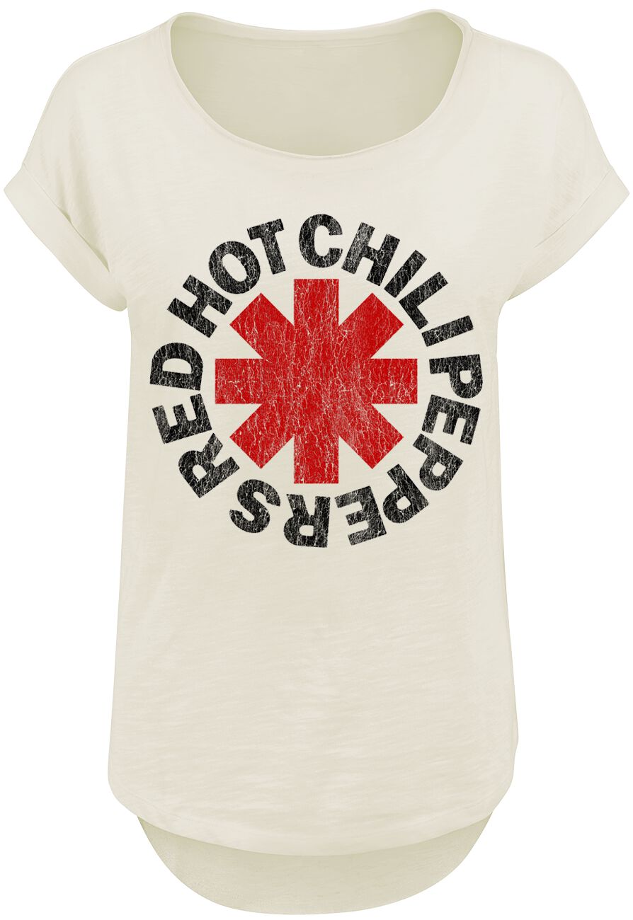 Red Hot Chili Peppers T-Shirt - Distressed Logo - S bis XXL - für Damen - Größe XL - beige  - Lizenziertes Merchandise! von Red Hot Chili Peppers