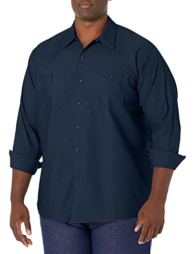 Red Kap Herren Industrielles, Normale Passform, Langärmelig Button-Down-Arbeitshemd, Marineblau, 3XL/Tall von Red Kap