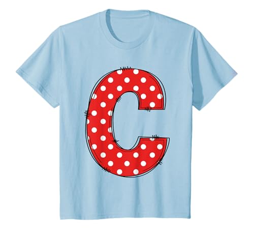 Kinder Roter Buchstabe C weißer Punkt Alphabet Monogramm C T-Shirt von Red Letter White Dot Alphabet Monogram For Kids