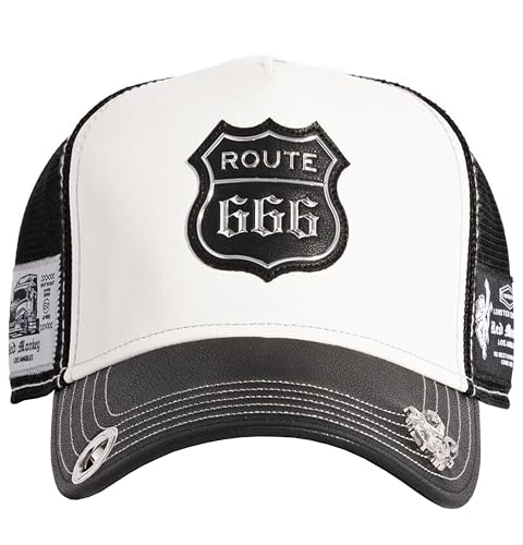 Red Monkey Designs Route 666 Limited Edition Unisex Trucker Snapback Hat Cap RM1464 | 2 Farben, Weiss/opulenter Garten, Einheitsgr��e von Red Monkey Designs