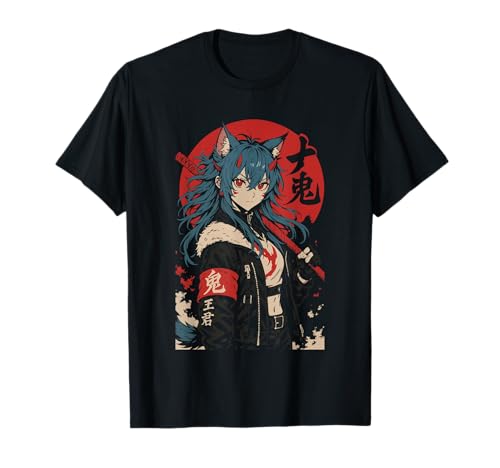 Cyberpunk Techwear Wolf Girl Anime Manga Kawaii Cutecore T-Shirt von Red Moon Assembly
