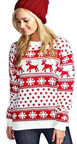 Red Olives® Damen Pullover Gr. 40, Snowflakes Cream von Red Olives