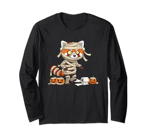 Lustiger roter Panda Mama Kürbis Halloween Kinder Herren Damen Langarmshirt von Red Panda Lovers Cute Halloween Outfits Boy Girl