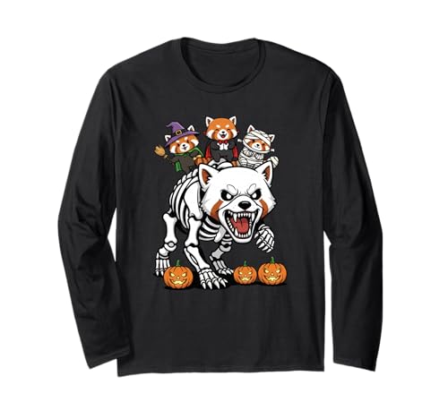 Roter Panda Skelett Mama Hexe Halloween Kinder Herren Damen Langarmshirt Roter Panda Skelett Mama Hexe Halloween Kinder Herren Damen Langarmshirt von Red Panda Lovers Cute Halloween Outfits Boy Girl