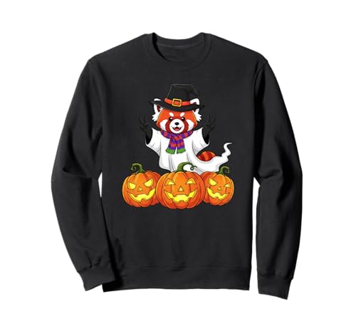 Lustiger roter Panda Geist Kürbis Boo Halloween Kinder Herren Damen Sweatshirt von Red Panda Lovers Halloween Ghost Pumpkin Outfits