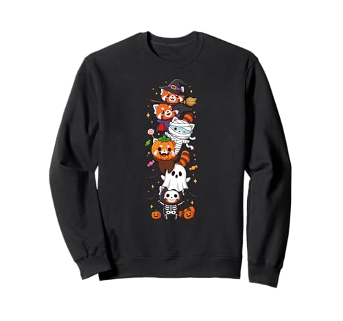 Roter Panda Hexe Vampir Geist Halloween Kinder Herren Damen Sweatshirt von Red Panda Lovers Halloween Skeleton Mummy Outfits