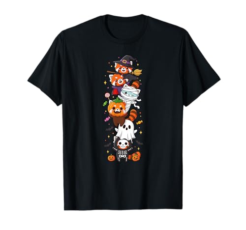 Roter Panda Hexe Vampir Geist Halloween Kinder Herren Damen T-Shirt von Red Panda Lovers Halloween Skeleton Mummy Outfits