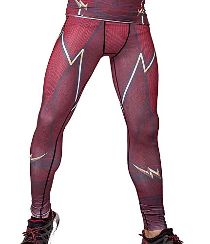 Red Plume Herren Kompressions-Leggings, elastisch, eng anliegend, für Sport, Lightning Druck - rot - X-Groß von Red Plume