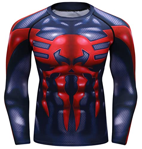 Red Plume Herren-Unterhemd, langärmelig, kühl, trocken, 3D-Digitaldruck, Kompressionsshirt, Sport- und Fitness-T-Shirt - - X-Groß von Red Plume