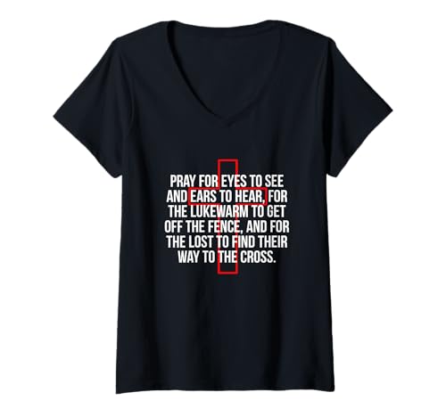 Damen Bete darum, dass die Augen sehen und die Ohren hören, die Zeit ist kurz T-Shirt mit V-Ausschnitt von Red Sea Party
