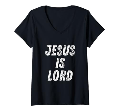 Damen Jesus ist der Herr (Römer 10, 9) T-Shirt mit V-Ausschnitt von Red Sea Party