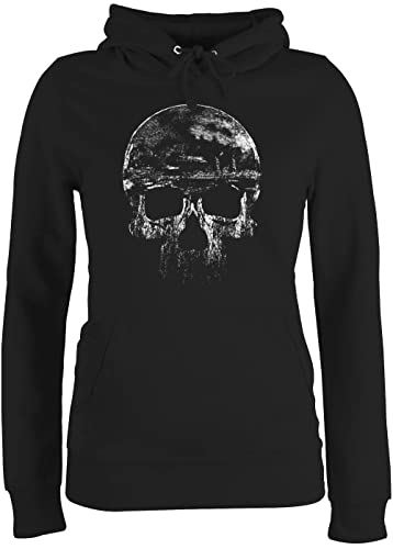 Der Beste Frauen Hoodie von für - Vintage Totenkopf - L - Schwarz - totenköpfe pulli damen totenköpfen hoody kapuzen hoodies kapuzenpullover pullis pullover hodys kapuzenpulli winter von Red Skull Biker Fashion