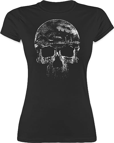 Das Beste Frauen Shirt von #RedSkullBikerFashion - Vintage Totenkopf - S - Schwarz - Halloween Oberteil Damen Motorrad schädel t-Shirt Tshirt totenköpfe Shirts totenköpfen tishrtt t-Shirts von Red Skull Biker Fashion