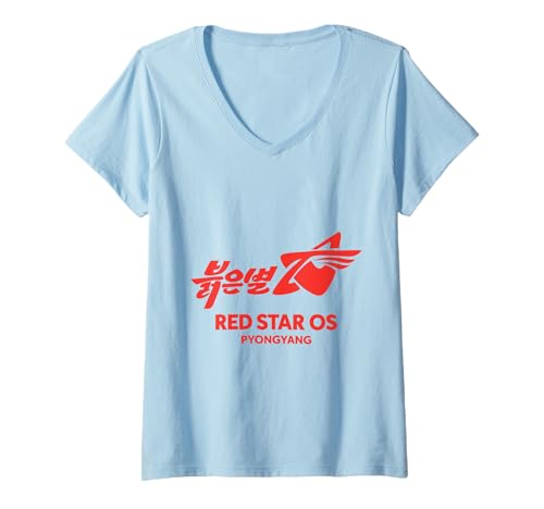Damen Red Star OS Pyongyang Nerd Tech Webbrowser Nordkorea T-Shirt mit V-Ausschnitt von Red Star OS Pyongyang Nerd Tech Web