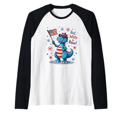 Rot Weiß und Rawr Dinosaurier T Rex Patriotic 4. Juli Jungen Raglan Rot Weiß und Rawr Dinosaurier T Rex Patriotic 4. Juli Jungen Raglan von Red White and Rawr Dinosaur T Rex 4th of july tees