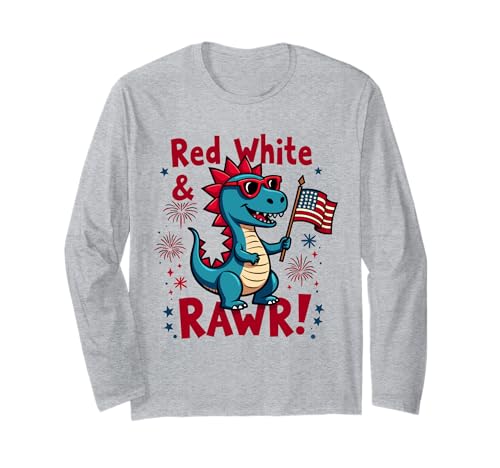 Rot Weiß und Rawr Dinosaurier T Rex Patriotic 4. Juli Kinder Langarmshirt Rot Weiß und Rawr Dinosaurier T Rex Patriotic 4. Juli Kinder Langarmshirt von Red White and Rawr Dinosaur T Rex 4th of july tees