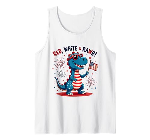 Rot Weiß und Rawr Dinosaurier T Rex Patriotic 4. Juli Kinder Tank Top Rot Weiß und Rawr Dinosaurier T Rex Patriotic 4. Juli Kinder Tank Top von Red White and Rawr Dinosaur T Rex 4th of july tees