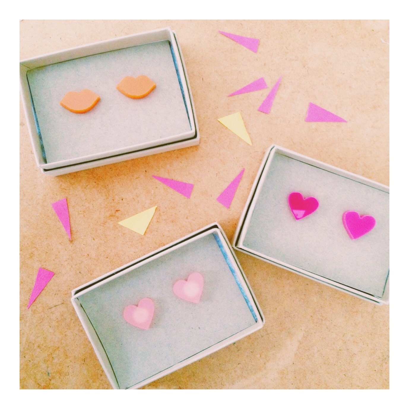 Liebe Herz + Schwalbe Lippen Ohrstecker von RedBirdMakes