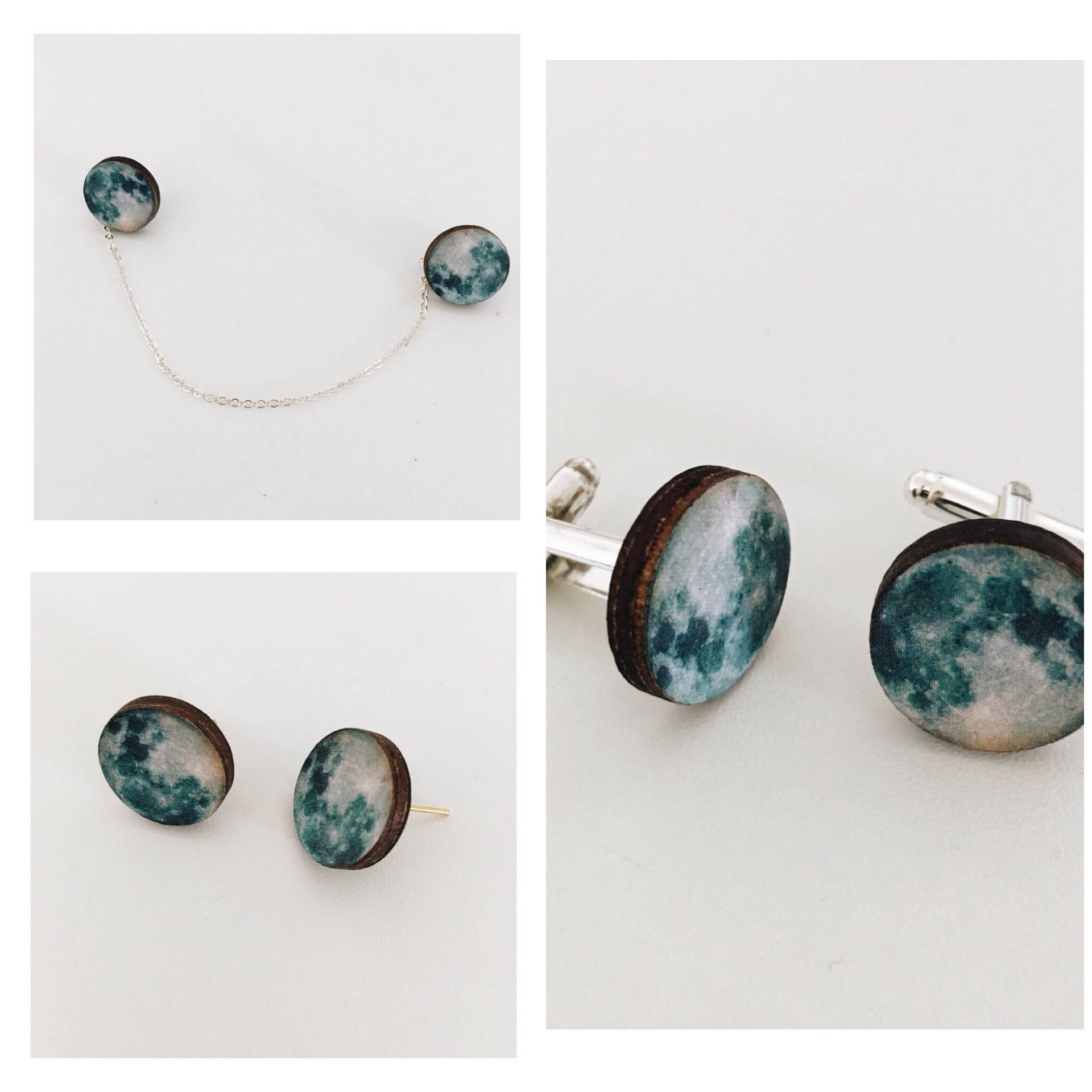 Mond Clips/Manschettenknöpfe Ohrringe von RedBirdMakes