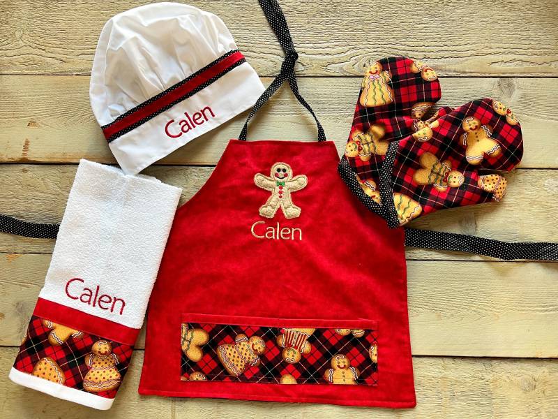Personalisierte Lebkuchen Kinder Schürze Urlaub Backset von RedBobbinDesigns