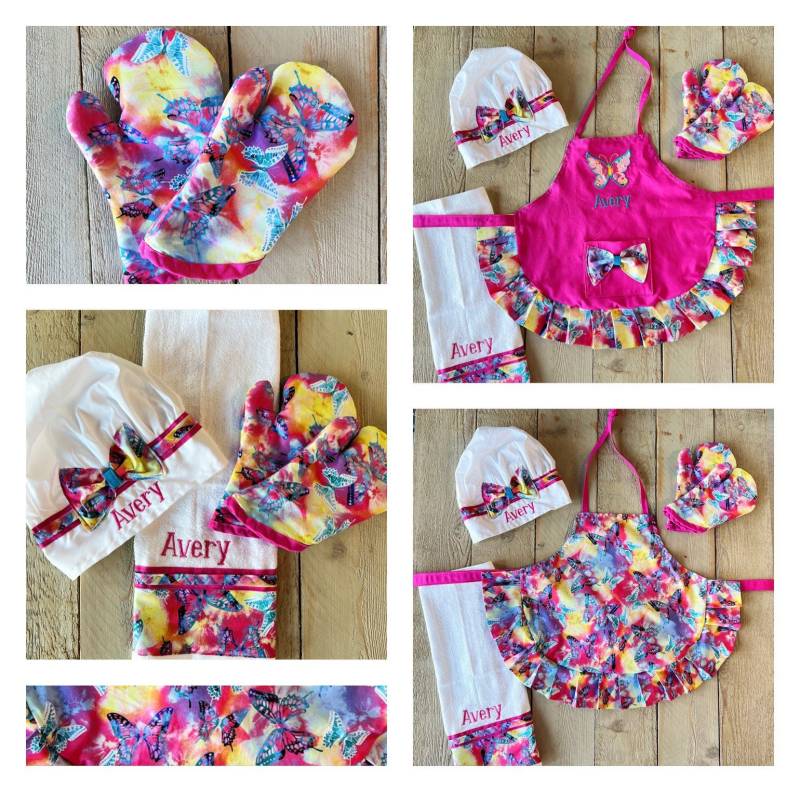 Personalisierte Schmetterling Schürze Mädchen Schürze, Geschenk Zum Geburtstag Personalisierte Schmetterling Schürze Mädchen Schürze, Geschenk Zum Geburtstag von RedBobbinDesigns