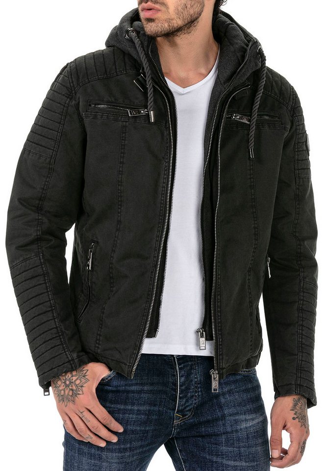 RedBridge Bikerjacke mit abnehmbarer Kapuze im beliebten Biker-Stil von RedBridge