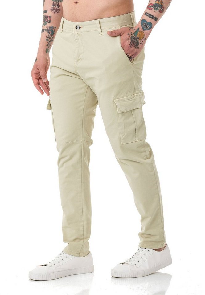 RedBridge Chinohose Red Bridge Herren Chino Cargo Hose Basic Stone W32 L32 von RedBridge