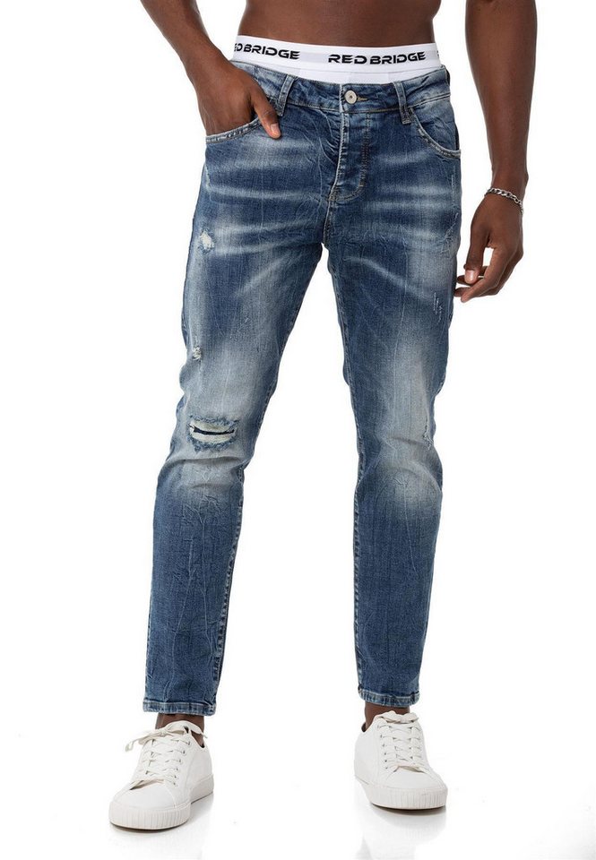 RedBridge Jeanshemd Hose Straight Leg Denim Pants Blau W38 L32 Distressed-Look von RedBridge