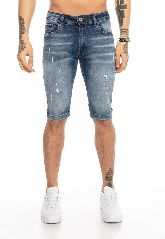 RedBridge Jeanshemd Red Bridge Herren Jeans Shorts Kurze Hose Denim fetzige Stellen von RedBridge