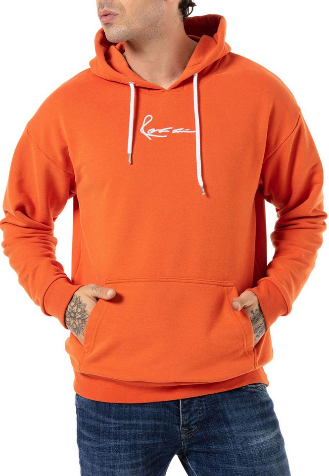 RedBridge Kapuzensweatshirt Herren Kapuzenpullover Orange L Bestickung von RedBridge