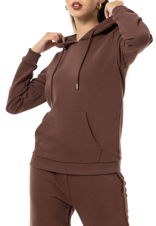 RedBridge Kapuzensweatshirt Red Bridge Damen Kapuzenpullover Hoodie Premium Basic Braun-3XL hochwertiger Baumwollmix von RedBridge