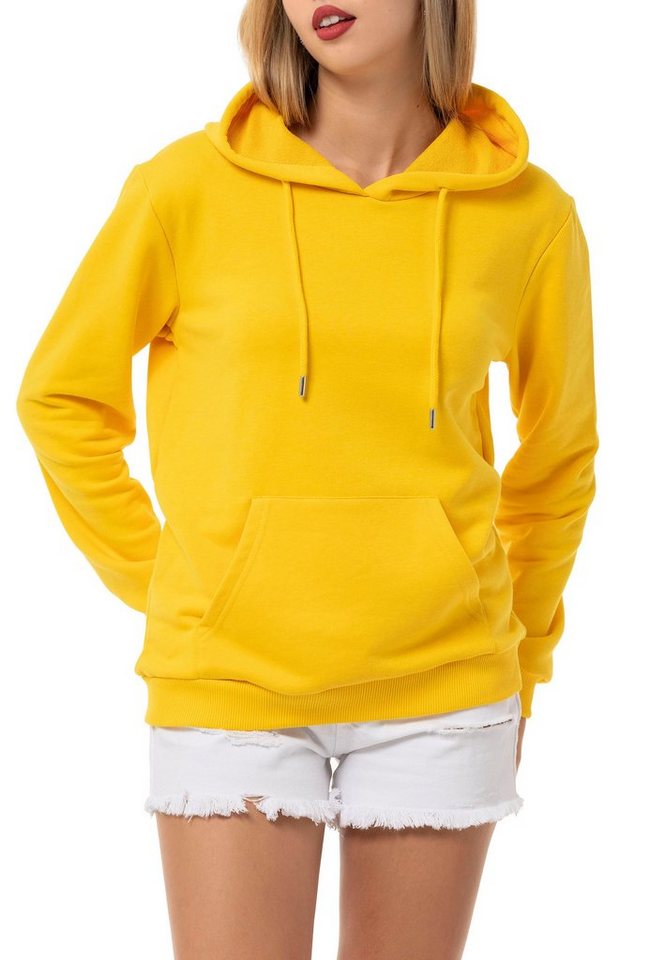 RedBridge Kapuzensweatshirt Red Bridge Damen Kapuzenpullover Hoodie Premium Basic Gelb-L hochwertiger Baumwollmix von RedBridge