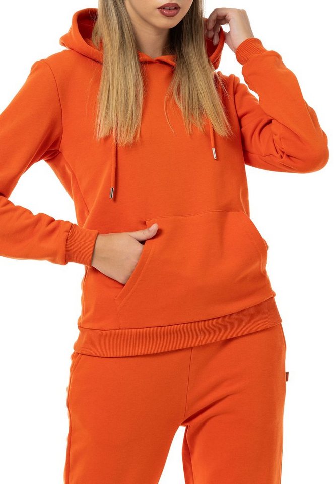 RedBridge Kapuzensweatshirt Red Bridge Damen Kapuzenpullover Hoodie Premium Basic Orange-3XL hochwertiger Baumwollmix von RedBridge