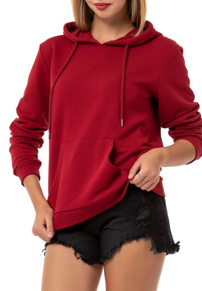 RedBridge Kapuzensweatshirt Red Bridge Damen Kapuzenpullover Hoodie Premium Basic Bordeaux-3XL hochwertiger Baumwollmix von RedBridge