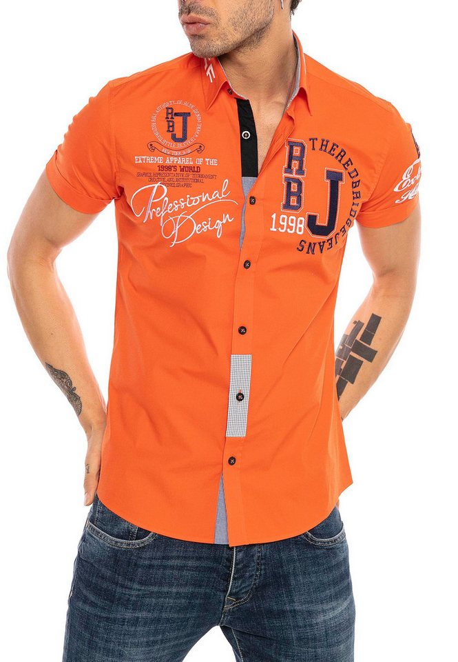 RedBridge Kurzarmhemd mit auffälligen Stickereien – Slim Fit von RedBridge