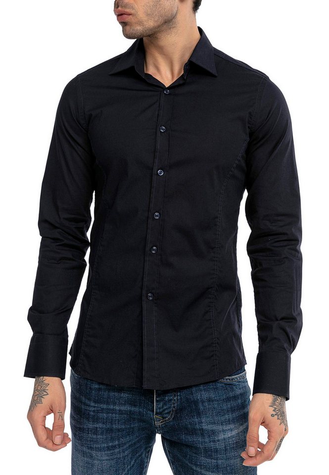 RedBridge Langarmhemd in Slim Fit – Kentkragen, Unifarben, Eleganter & Zeitloser Look von RedBridge