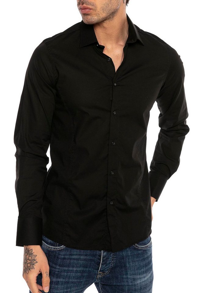 RedBridge Langarmhemd in Slim Fit – Kentkragen, Unifarben, Eleganter & Zeitloser Look von RedBridge