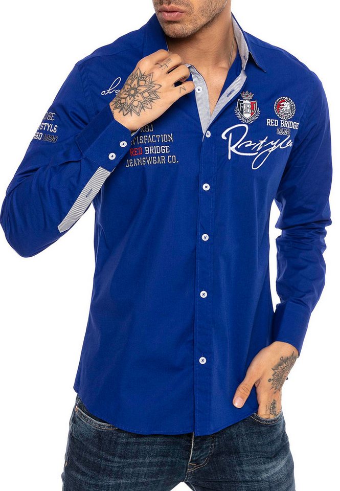 RedBridge Langarmhemd mit Stickereien – Regular Fit, Kentkragen, Stilvoll & Modern von RedBridge