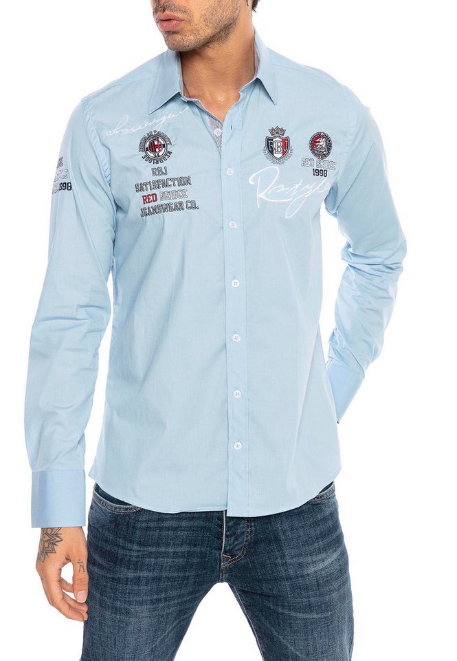 RedBridge Langarmhemd mit Stickereien – Regular Fit, Kentkragen, Stilvoll & Modern von RedBridge