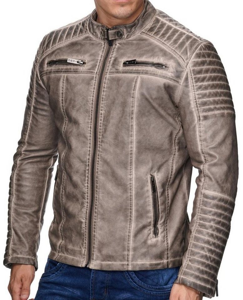 RedBridge Lederimitatjacke Red Bridge Herren Biker Jacke Kunst- Lederjacke Bikerjacke Beige S von RedBridge