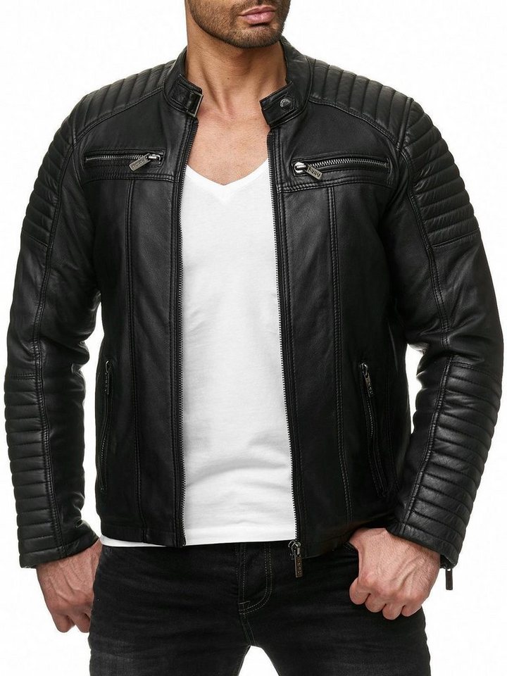 RedBridge Lederimitatjacke Urban Bikerjacke Steppjacke Kunstleder Schwarz 3XL von RedBridge