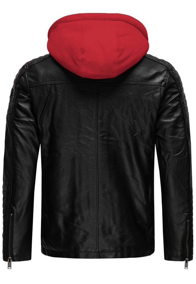 RedBridge Lederimitatjacke Kunstleder Bikerjacke mit Sweat-Kapuze Two in One hochwertig, robust von RedBridge