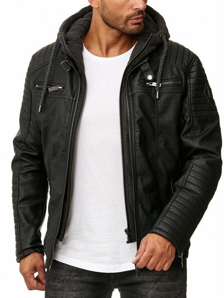 RedBridge Lederimitatjacke aus Kunstleder und abnehmbarer Kapuze hochwertig, robust von RedBridge