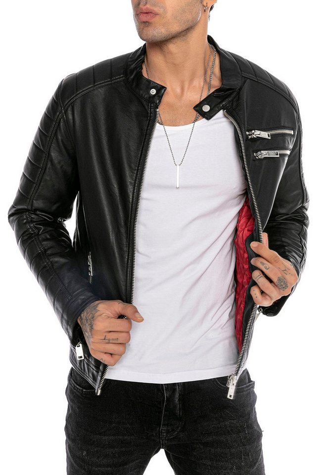 RedBridge Lederimitatjacke mit modischen Absteppungen auf Schultern und Armen Hochwertig verarbeitete Absteppungen von RedBridge
