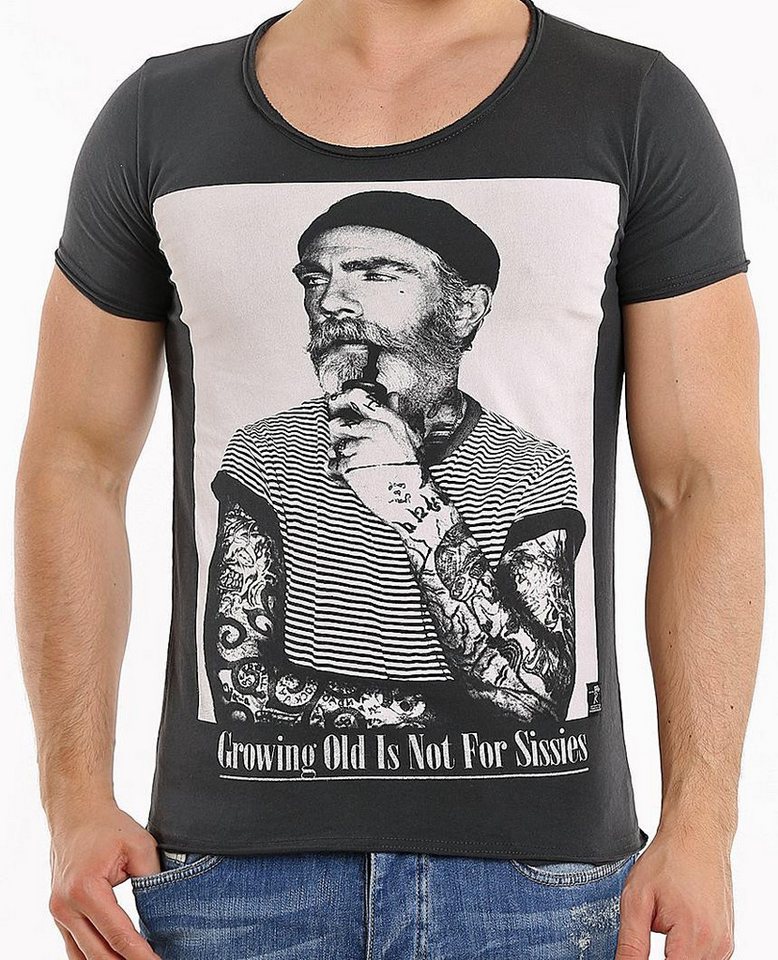 RedBridge T-Shirt Red Bridge Herren T-Shirt Growing old is not for Sissies Lustiges Motiv, fransige Abschlüsse von RedBridge