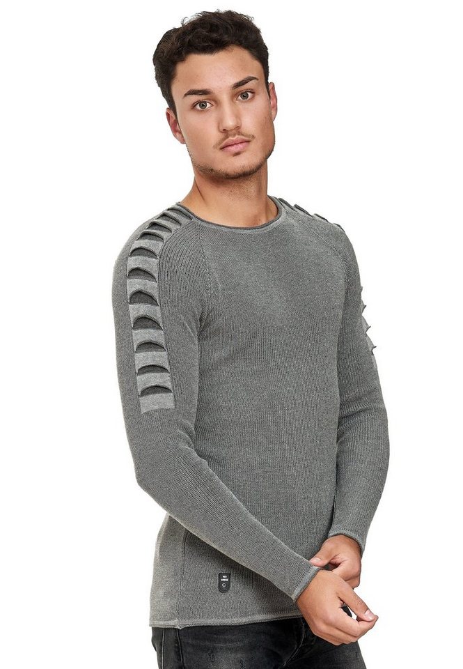 RedBridge Strickpullover Shark Gills mit coolen Rissen in den Ärmeln von RedBridge