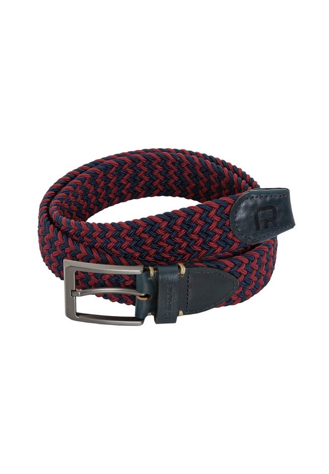 RedBridge Stoffgürtel Red Bridge Herren Gürtel Geflochten mit Leder Bordeaux-Navyblau 100 Premium Qualität von RedBridge