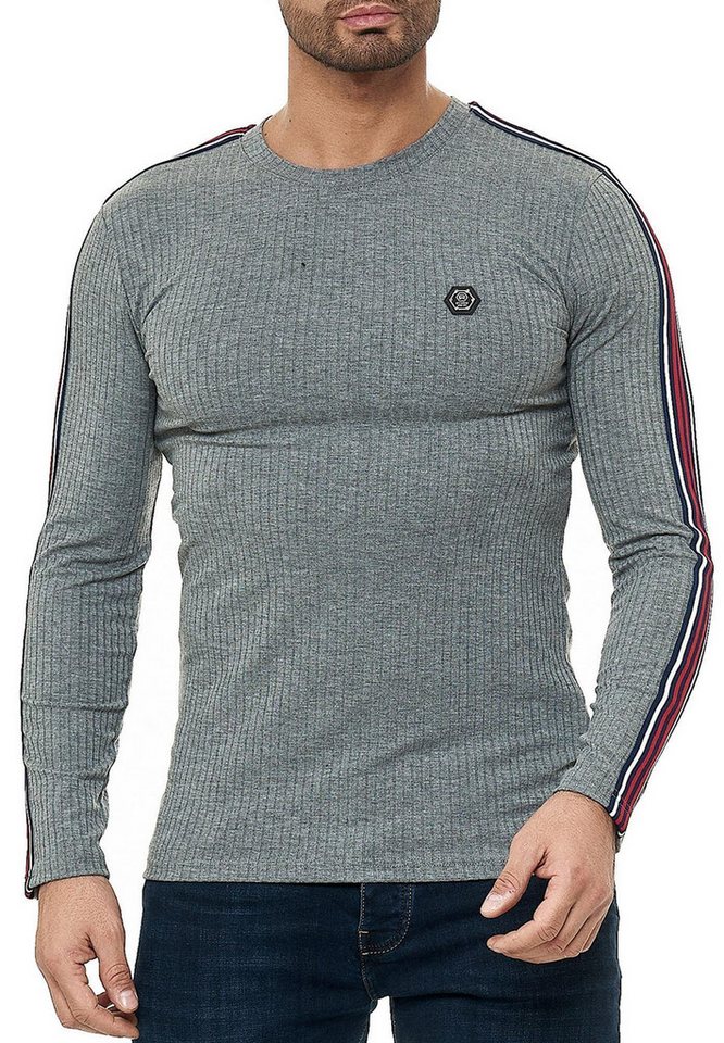 RedBridge Strickpullover Figurbetont Feinstrick Longsleeve Slim Fit Kontraststreifen von RedBridge