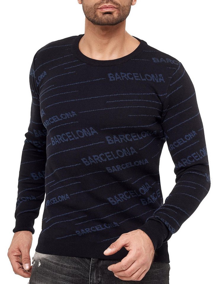 RedBridge Strickpullover Herren Strickpullover Pullover Striped Barcelona Gestreift von RedBridge